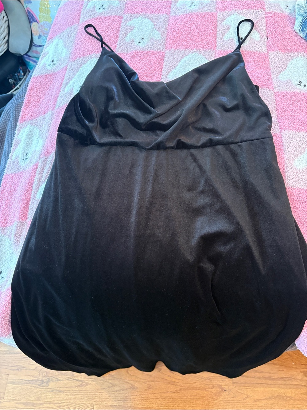 Black Satin Cowl Neck Slip with Adjustable Straps